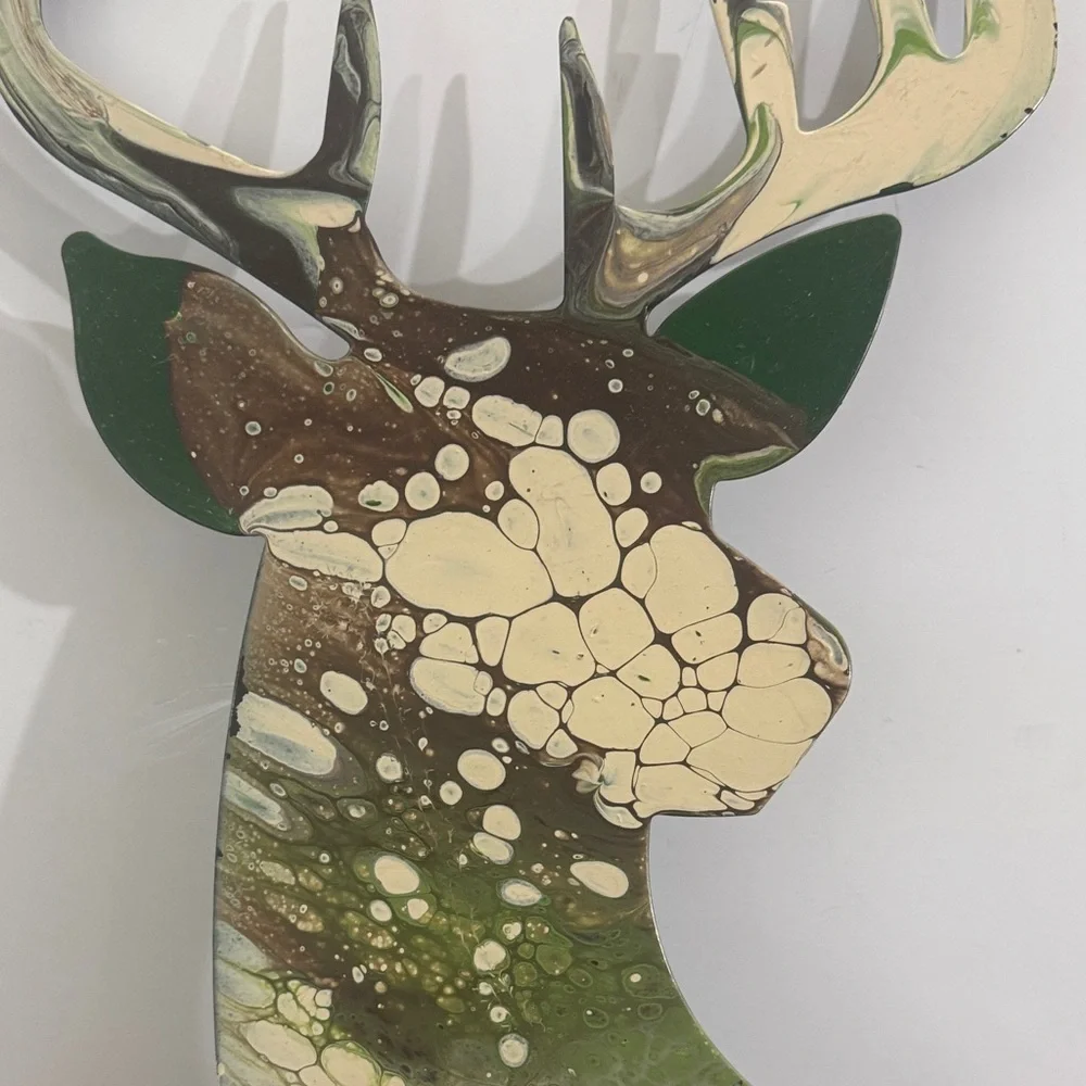 Abstract hydro dip, Deer Head Wall Art